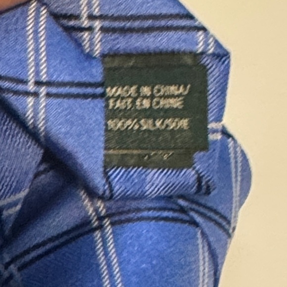 Lauren Ralph Lauren 100% silk Blue Checkered Men's Tie - Picture 5 of 5